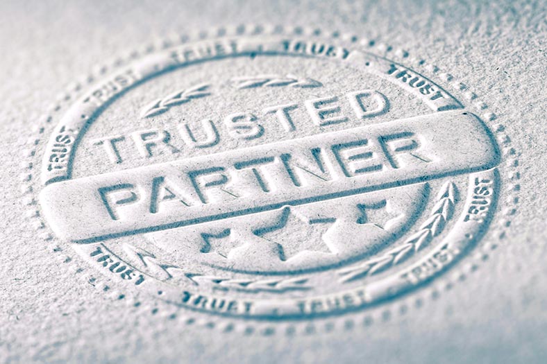 Sample of Emboss that states trusted partner.